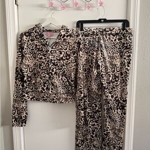 Juicy Couture Leopard Print Velour Tracksuit Set